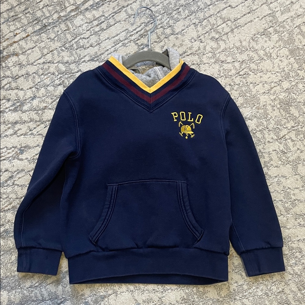 Polo by Ralph Lauren Navy Hoodie with Yellow & Maroon Trim
